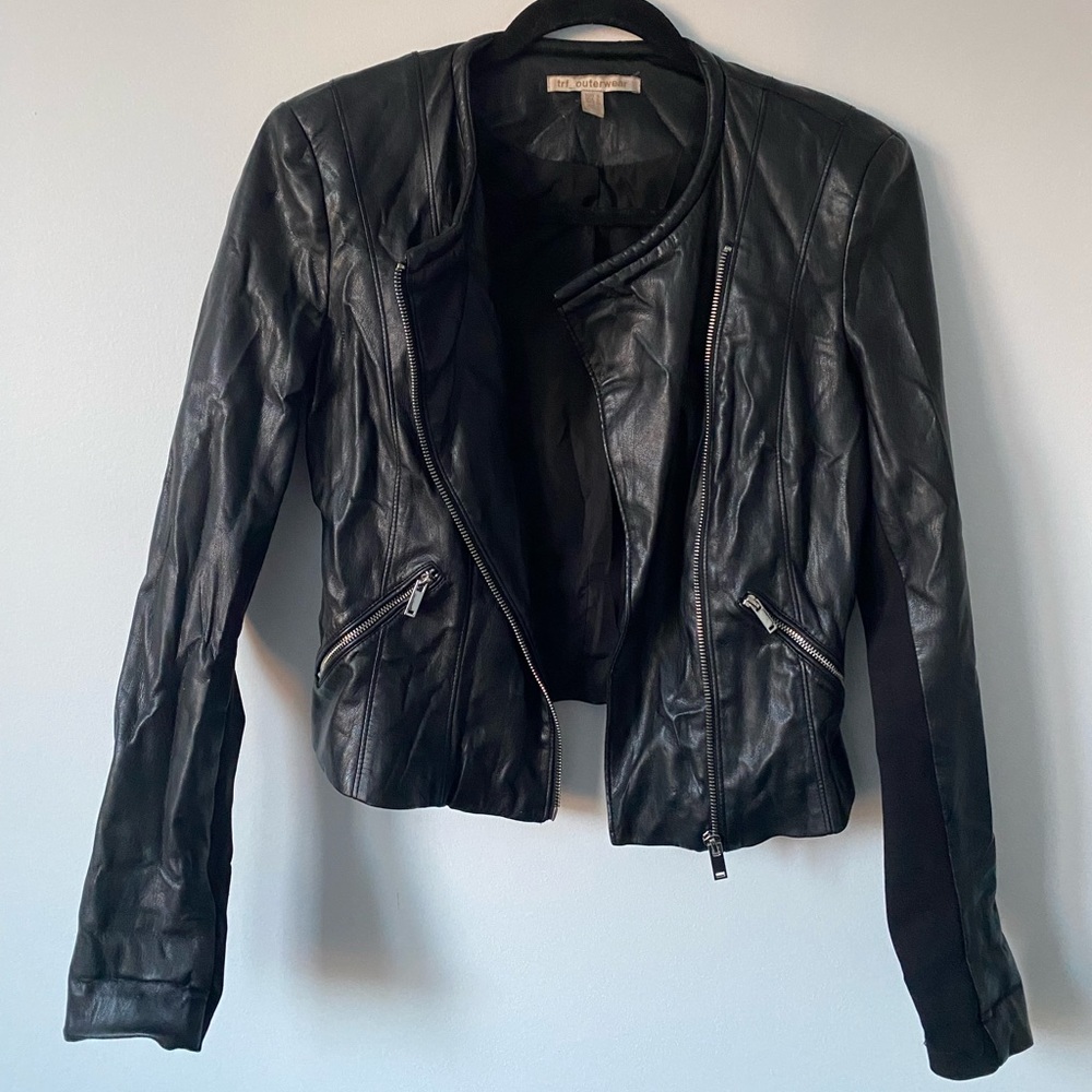 Zara contrast leather biker jacket